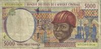 p104Cc from Central African States: 5000 Francs from 1997